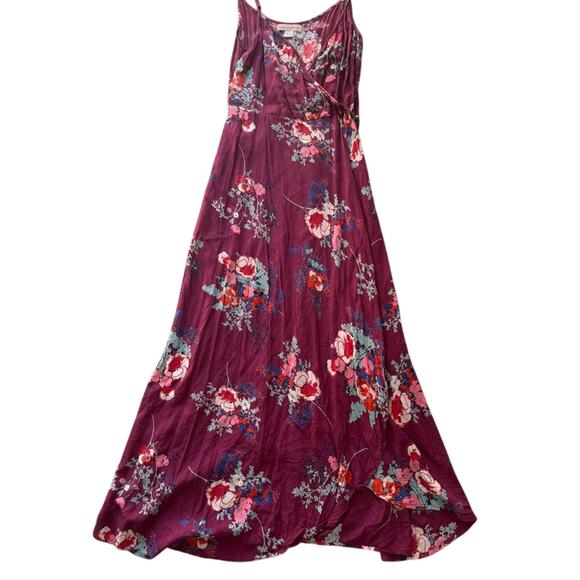 Band of Gypsies Maroon Floral Wrap Maxi Dress – Small - Picture 1 of 3